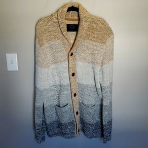 Men's Even Tide ombre oatmeal cardigan sweater